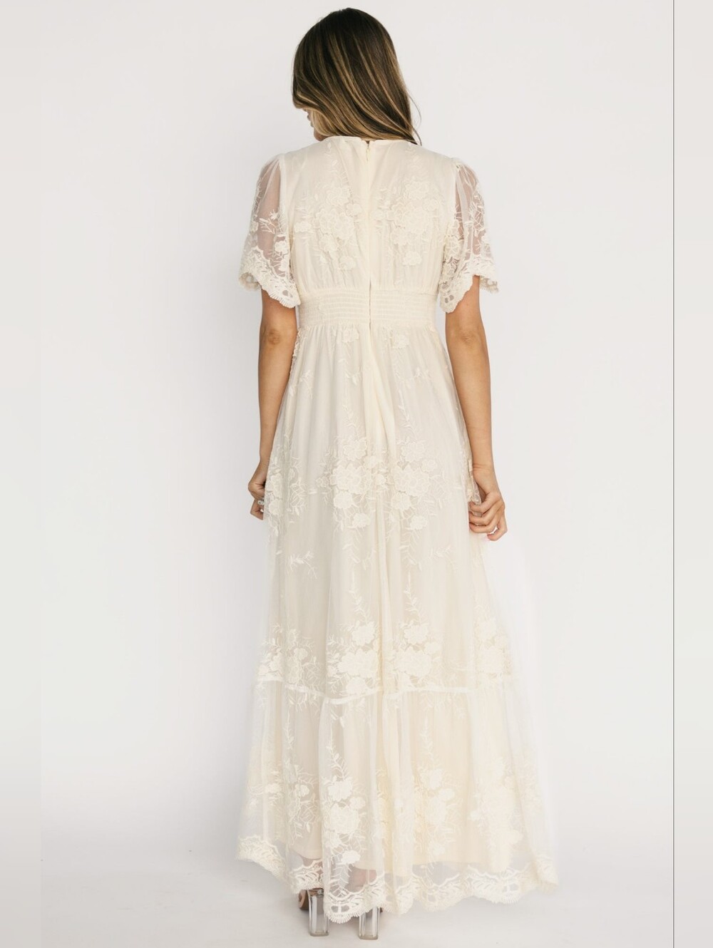 New Baltic Born Rosalia Lace Embroidered Maxi Dress, Boho V-neck Crochet Trim - Picture 3 of 4